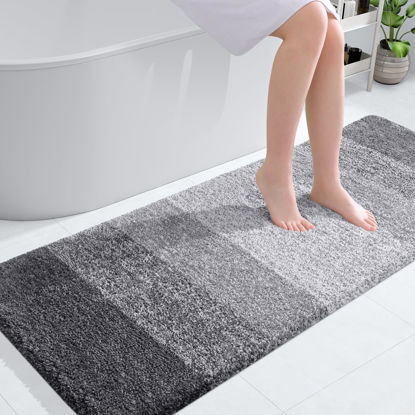 Picture of OLANLY Bathroom Runner Rugs 54x24, Extra Soft Absorbent Microfiber Bath Rugs, Rubber Backing, Quick Dry, Machine Washable Bath Mats for Bathroom Floor, Tub, Shower and Home Decor Accessories, Grey