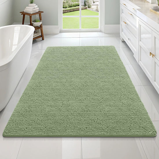 Picture of OLANLY Bathroom Rugs 70x46, Extra Soft Absorbent Chenille Bath Rugs, Rubber Backing Quick Dry, Machine Washable Bath Mats for Bathroom Floor, Tub and Shower, Home Decor Accessories, Sage Green