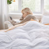 Picture of Bedsure Bright White Duvet Cover Queen Size - 3 Pieces Prewashed Extra Soft Bedding Set, Includes 1 Duvet Cover 90x90 Inches with Zipper Closure & 2 Pillow Shams, Comforter Not Included
