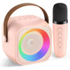 Picture of Mini Karaoke Machine for Kids Adults, Portable Bluetooth Speaker with Wireless Microphone, for Girls 4,5,6,7,8,9,10,12 Year Old Karaoke Toys Birthday Gifts Home Party (Pinkcolor 1 Mic)