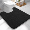 Picture of OLANLY Toilet Rugs U-Shaped 24x24, Extra Soft Absorbent Chenille Contour Bathroom Rugs for Toilet, Dry Quickly, Machine Washable, Non-Slip Toilet Bath Mat, Black