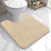 Picture of OLANLY Toilet Rugs U-Shaped 20x20, Extra Soft Absorbent Chenille Contour Bathroom Rugs for Toilet, Dry Quickly, Machine Washable, Non-Slip Toilet Bath Mat, Beige