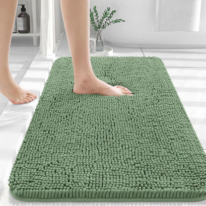 Picture of OLANLY Bathroom Rugs 36x24, Extra Soft Absorbent Chenille Bath Rugs, Rubber Backing Quick Dry, Machine Washable Bath Mats for Bathroom Floor, Tub and Shower, Home Decor Accessories, Olive Green