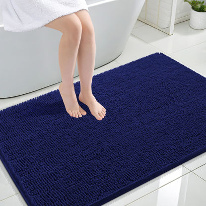 Picture of OLANLY Bathroom Rugs 47x32, Extra Soft Absorbent Chenille Bath Rugs, Rubber Backing Quick Dry, Machine Washable Bath Mats for Bathroom Floor, Tub and Shower, Home Decor Accessories, Navy