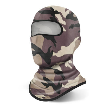 Picture of YESLIFE Brown Ski Mask, Balaclava Face Mask for Men and Women, Skiing, Snowboarding, Motorcycle, UV Protection & Wind Protection, Hat