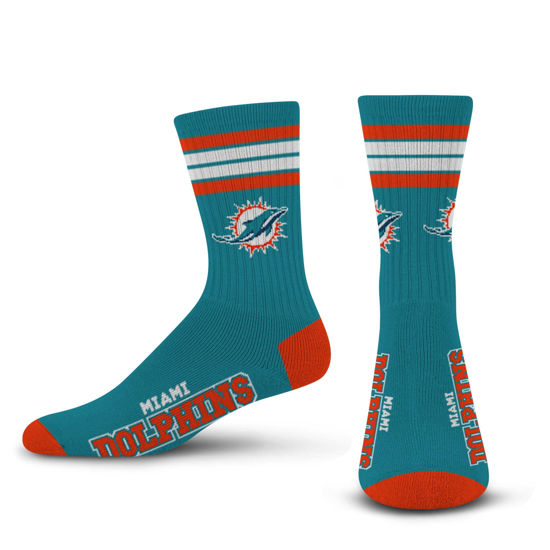 Picture of For Bare Feet NFL 4 Stripe Deuce Crew Sock, Miami Dolphins, Large