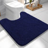 Picture of OLANLY Toilet Rugs U-Shaped 24x24, Extra Soft Absorbent Chenille Contour Bathroom Rugs for Toilet, Dry Quickly, Machine Washable, Non-Slip Toilet Bath Mat, Navy