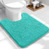 Picture of OLANLY Toilet Rugs U-Shaped 24x20, Extra Soft Absorbent Chenille Contour Bathroom Rugs for Toilet, Dry Quickly, Machine Washable, Non-Slip Toilet Bath Mat, Teal