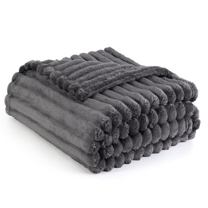 Picture of Bedsure Grey Fleece Twin Blanket for Couch - Super Soft Cozy Blankets for Women, Cute Small Throws for Girls, 60x80 Inches