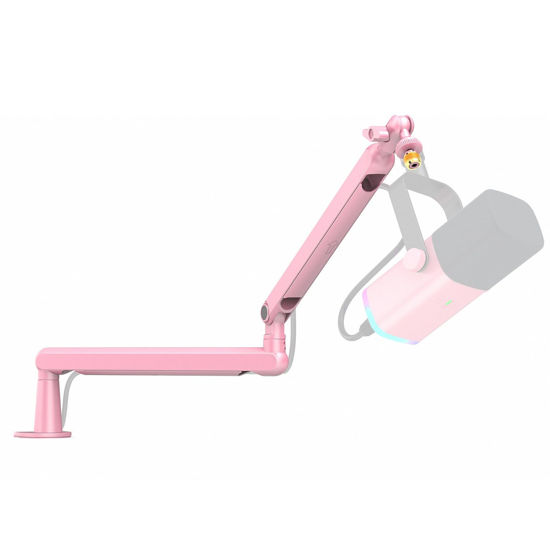 Picture of FIFINE Low Profile Boom Arm Mic Stand, Microphone Arm Stand with Cable Management Channel, Desk Clamp, Screw Adapter for Streaming Podcast Recording, Adjustable Metal Mic Boom Arm Stand Pink-BM88P
