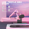 Picture of FIFINE Low Profile Boom Arm Mic Stand, Microphone Arm Stand with Cable Management Channel, Desk Clamp, Screw Adapter for Streaming Podcast Recording, Adjustable Metal Mic Boom Arm Stand Pink-BM88P