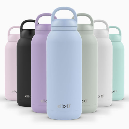 Picture of Ello Cooper Twist 40oz Stainless Steel Water Bottle with Chug Lid | Leak Proof | Double Walled and Vacuum Insulated | Built in Carry Loop | Dishwasher Safe | Halogen Blue