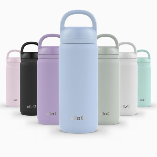 Picture of Ello Cooper Twist 18oz Stainless Steel Water Bottle with Chug Lid | Leak Proof Double Walled and Vacuum Insulated | Fits Car Cupholder | Built in Carry Loop | Dishwasher Safe | Halogen Blue