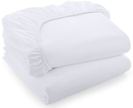 Picture of Utopia Bedding Twin XL Fitted Sheets - Bulk Pack of 2 Bottom Sheets - Soft Brushed Microfiber - Deep Pockets - Shrinkage & Fade Resistant - Easy Care (Twin XL, White)