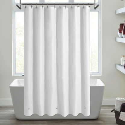 Picture of Mrs Awesome Extra Long Shower Curtain Liner with 3 Magnets, Long White PEVA Plastic Shower Curtain for Bathroom Waterproof, 72 x 84, White