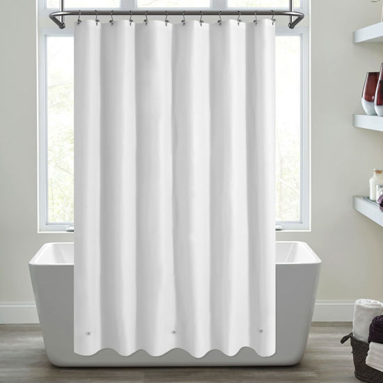 Picture of Mrs Awesome Extra Long Shower Curtain Liner with 3 Magnets, Long White PEVA Plastic Shower Curtain for Bathroom Waterproof, 72 x 84, White