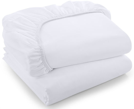 Picture of Utopia Bedding King Fitted Sheets - Bulk Pack of 2 Bottom Sheets - Soft Brushed Microfiber - Deep Pockets - Shrinkage & Fade Resistant - Easy Care (King, White)