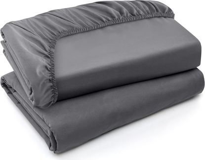 Picture of Utopia Bedding Twin Fitted Sheets - Bulk Pack of 2 Bottom Sheets - Soft Brushed Microfiber - Deep Pockets - Shrinkage & Fade Resistant - Easy Care (Twin, Grey)
