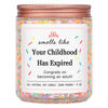 Picture of Homsolver 18th Birthday Gifts for Girls Boys, Birthday Candles Gifts for 18 Year Old Girls Boys, Your Childhood Has Expired Handmade Candles (Vanilla Birthday Cake Scent with Sprinkles)