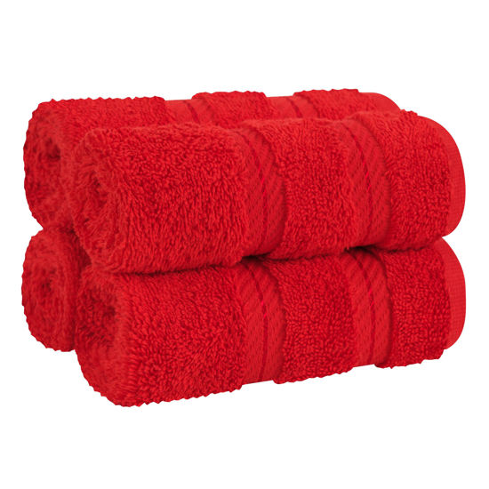 Picture of American Soft Linen Luxury Washcloths for Bathroom, 100% Cotton 4 Piece Turkish Wash Cloth Set, 13x13 in Soft Rags for Body and Face, Red Washcloths