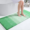 Picture of OLANLY Bathroom Rug Mat 47x20, Extra Soft and Absorbent Microfiber Bath Rugs, Non-Slip Plush Shaggy Bath Carpet Runner, Machine Wash Dry, Bath Mats for Bathroom Floor, Tub and Shower, Green