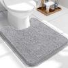 Picture of OLANLY Toilet Rugs U-Shaped 24x20, Extra Soft Absorbent Chenille Contour Bathroom Rugs for Toilet, Dry Quickly, Machine Washable, Non-Slip Toilet Bath Mat, Light Grey