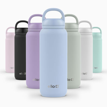Picture of Ello Cooper Twist 32oz Stainless Steel Water Bottle with Chug Lid | Leak Proof | Double Walled and Vacuum Insulated | Built in Carry Loop | Dishwasher Safe | Halogen Blue