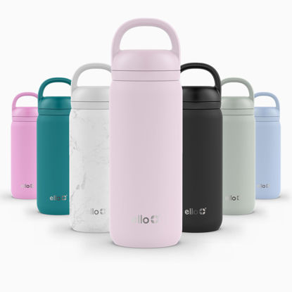 Picture of Ello Cooper Twist 18oz Kids Stainless Steel Water Bottle with Chug Lid | Leak Proof Double Wall Vacuum Insulated | Fits Car Cupholder | Built in Carry Loop | Dishwasher Safe | Cashmere Pink