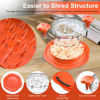 Picture of SURETIVIAN Chicken Shredder Large Chicken Breast Shredder Tool Twist with Brush&Fork, Visible Meat Shredder Machine, Anti-Slip Strip, Ergonomic Handle, BPA Free, Suitable for Pork Beef Chicken(Orange)