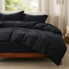 Picture of Bedsure Duvet Cover King Size with Fitted Sheet - 4 Pieces Prewashed Extra Soft Bedding Set, Includes 1 Duvet Cover 104x90 Inches with Zipper Closure, 2 Pillow Shams, 1 Fitted Sheet, Black
