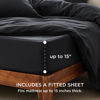 Picture of Bedsure Duvet Cover King Size with Fitted Sheet - 4 Pieces Prewashed Extra Soft Bedding Set, Includes 1 Duvet Cover 104x90 Inches with Zipper Closure, 2 Pillow Shams, 1 Fitted Sheet, Black