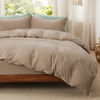 Picture of Bedsure California King Size Duvet Cover with Fitted Sheet - 4 Pieces Prewashed Extra Soft Bedding Set, Includes 1 Duvet Cover 104x98 Inches, 2 Pillow Shams, 1 Fitted Sheet, Deep Beige