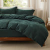 Picture of Bedsure Duvet Cover Full Size with Fitted Sheet - 4 Pieces Prewashed Extra Soft Bedding Set, Includes 1 Duvet Cover 80x90 Inches with Zipper Closure, 2 Pillow Shams, 1 Fitted Sheet, Forest Green
