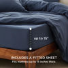Picture of Bedsure Duvet Cover Queen Size with Fitted Sheet - 4 Pieces Prewashed Extra Soft Bedding Set, Includes 1 Duvet Cover 90x90 Inches with Zipper Closure, 2 Pillow Shams, 1 Fitted Sheet, Navy