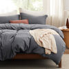 Picture of Bedsure Duvet Cover Full Size with Fitted Sheet - 4 Pieces Prewashed Extra Soft Bedding Set, Includes 1 Duvet Cover 80x90 Inches with Zipper Closure, 2 Pillow Shams, 1 Fitted Sheet, Dark Grey