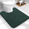 Picture of OLANLY Toilet Rugs U-Shaped 24x20, Extra Soft Absorbent Chenille Contour Bathroom Rugs for Toilet, Dry Quickly, Machine Washable, Non-Slip Toilet Bath Mat, Blackish Green
