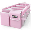 Picture of HOTOR Trunk Organizer for Car - Car Organizer, Foldable Trunk organizer for SUVs & Sedans, Sturdy Car Organization for Car Accessories, Tools, Sundries, Pink, 3 Compartments, 31.9"×12.6"×10.6"