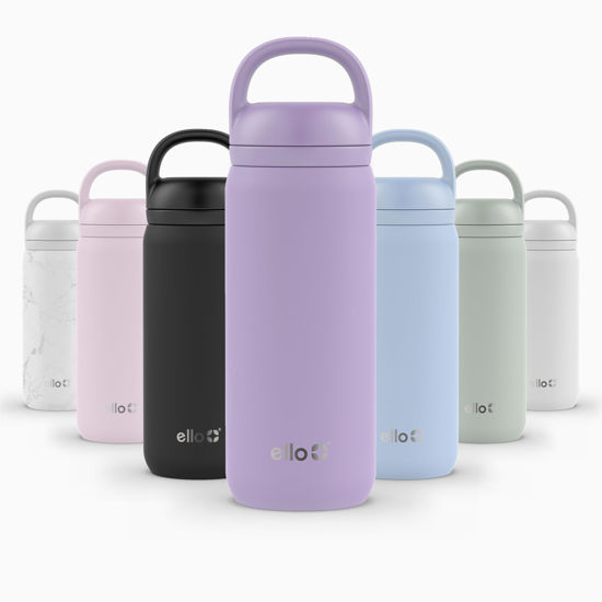 Picture of Ello Cooper Twist 18oz Stainless Steel Water Bottle with Chug Lid | Leak Proof Double Walled and Vacuum Insulated | Fits Car Cupholder | Built in Carry Loop | Dishwasher Safe | Lilac