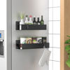 Picture of HuggieGems 2 Pack Magnetic Spice Storage Rack Organizer for Refrigerator and Oven, Matt Black Fridge Organizers and Storage