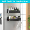 Picture of HuggieGems 2 Pack Magnetic Spice Storage Rack Organizer for Refrigerator and Oven, Matt Black Fridge Organizers and Storage