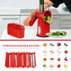Picture of SUSTEAS Rotary Cheese Grater with Handle - Vegetable Shredder with 5 Well-designed Blades & Strong Suction Base,Round Mandoline Slicer & Food Chopper for Kitchen,with Blade Storage Box(Red)