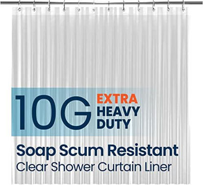 Picture of LiBa Bathroom Shower Curtain - Waterproof Plastic Shower Curtain Premium PEVA Non-Toxic with Rust Proof Grommets Clear 10G Heavy Duty Bathroom Accessories 72x78
