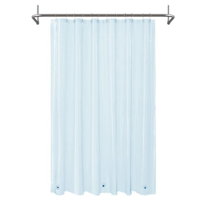 Picture of Mrs Awesome Clear Blue Shower Curtain Liner with 3 Magnets, 72x72 Premium Flexible Sturdy Plastic Shower Curtain for Bathroom Lightweight & Waterproof, Clear Blue