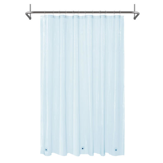 Picture of Mrs Awesome Clear Blue Shower Curtain Liner with 3 Magnets, 72x72 Premium Flexible Sturdy Plastic Shower Curtain for Bathroom Lightweight & Waterproof, Clear Blue