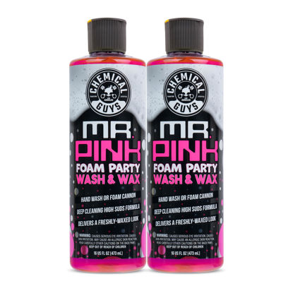 Picture of Chemical Guys CWS2211602 Mr. Pink Foam Party Wash & Wax (Works with Foam Cannons, Foam Guns or Bucket Washes) Safe for Cars, Trucks, SUVS, Motorcycles, RVs & More, (2-16 fl oz) Tangerine Scent