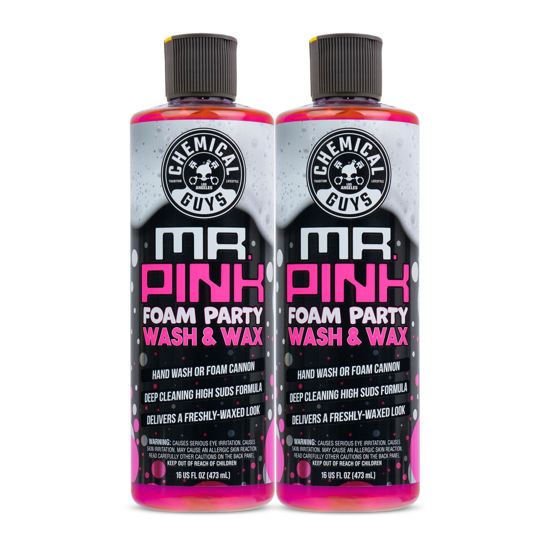 Picture of Chemical Guys CWS2211602 Mr. Pink Foam Party Wash & Wax (Works with Foam Cannons, Foam Guns or Bucket Washes) Safe for Cars, Trucks, SUVS, Motorcycles, RVs & More, (2-16 fl oz) Tangerine Scent