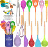 Picture of Umite Chef Kitchen Cooking Utensils Set, 33 pcs Non-stick Silicone Cooking Kitchen Utensils Spatula Set with Holder, Wooden Handle Silicone Kitchen Gadgets Utensil Set (Colorful)