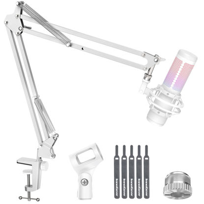 Picture of InnoGear Boom Arm Microphone Mic Stand for Blue Yeti HyperX QuadCast SoloCast Snowball Fifine Shure SM7B and other Mic, Medium, White