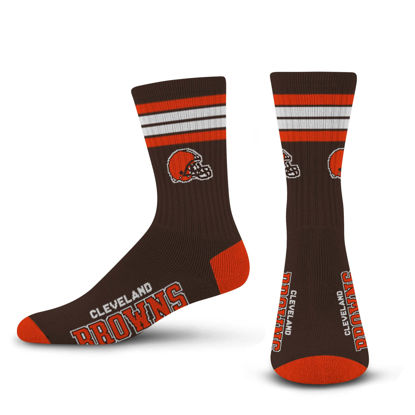 Picture of For Bare Feet NFL 4 Stripe Deuce Crew Sock, Cleveland Browns, Large