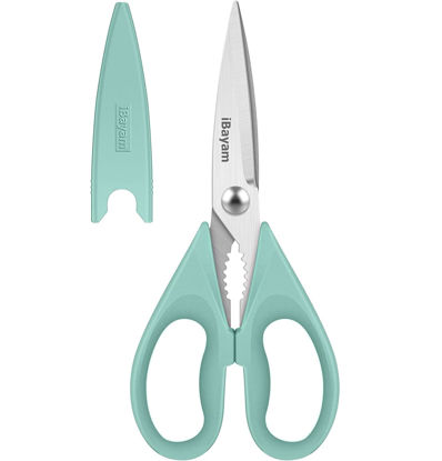 Picture of iBayam 1-Pack Kitchen Scissors All Purpose Kitchen Shears Heavy Duty 8.5" Cooking Scissors with Protective Sheath for Food, First Apartment Camper Essentials, Home Kitchen Gadgets, Utensils